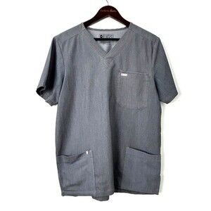 Figs Technical Collection Scrub Top Womens Sz L Gray Medical Work Wear 1402T4